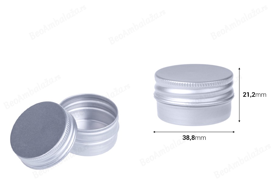 Aluminijumska kutija za kreme sa širokim poklopcem 15 ml                                                 Šifra 73-15 Zapremina  15 ml-dimenzije_slike