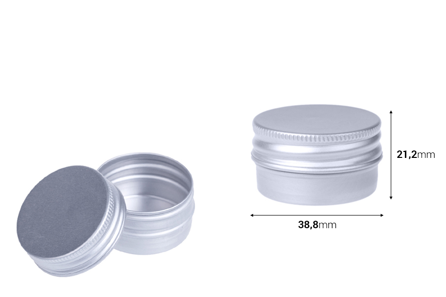 Aluminijumska kutija za kreme sa širokim poklopcem 15 ml                                                 Šifra 73-15 Zapremina  15 ml-dimenzije_slike