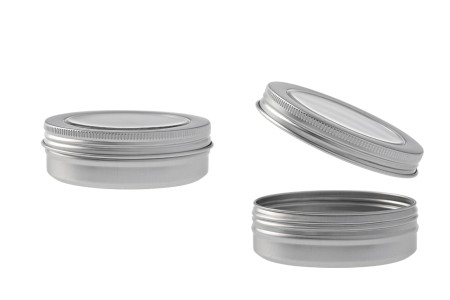 Aluminijumska kutijica 100mL sa poklopcem sa prozorom, u srebrnoj boji - 12 kom-slika_proizvoda