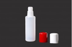 Plastična poluprovidna flašica od 100mL, sa ravnom kapalicom i zatvaračem u dve boje