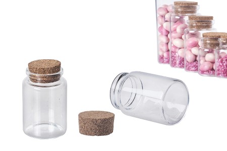 Staklena flašica sa plutanim čepom za poklončiće 80mL, 47x70 mm - 12 kom-slika_proizvoda