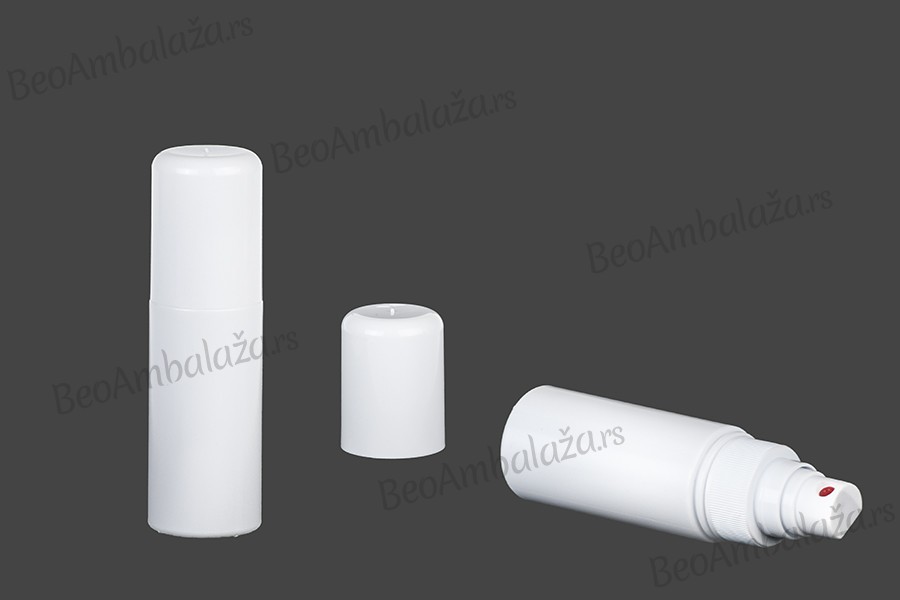 Plastična bela flašica 50mL za lagane masne supstance, sa sprejom i zatvaračem (PP28) - 12 kom