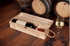 Drvena kutija za vinske flaše sa ručkom