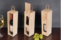 Drvena kutija za vinske flaše sa ručkom i prozorom