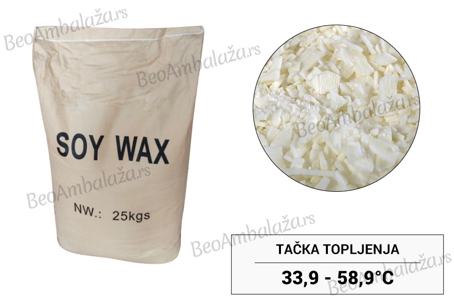 Meki biljni sojin vosak u obliku pahuljica - 25 kg