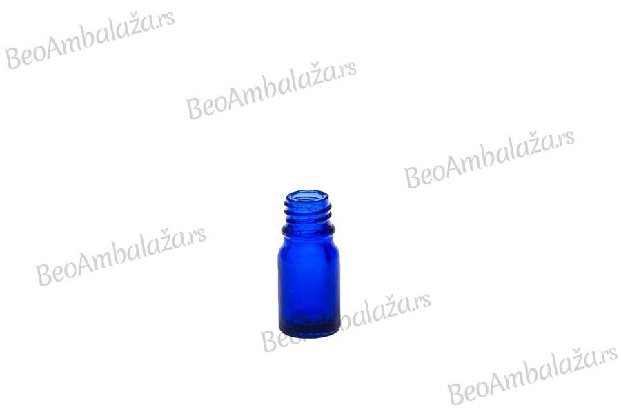 Plava staklena bočica za etarska ulja 5mL, sa grlom PP18 - bez zatvarača