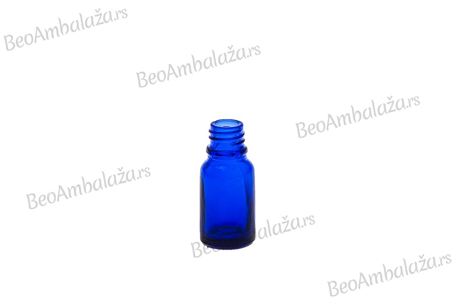 Plava staklena bočica za etarska ulja 10mL, sa grlom PP18 - bez zatvarača