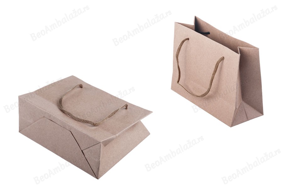 Papirna kraft poklon kesica 144x60x110mm sa pertlom širine 3 mm - 12 kom-
