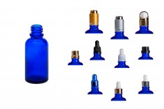 Plava staklena bočica za etarska ulja 30mL, sa grlom PP18 - bez zatvarača
