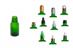 Staklena bočica 10mL za etarska ulja u zelenoj boji, sa grlom PP18