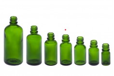 Zelena staklena bočica za etarska ulja 20mL, sa grlom PP18 - bez zatvarača