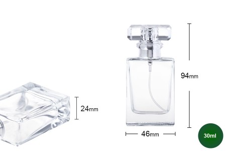 Staklena bočica za parfeme 30mL sa zatvaračem i sprejom (PP 15)-3