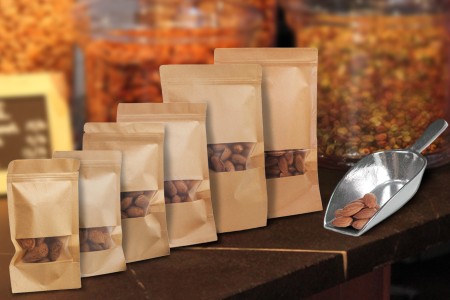 Kraft DoyPack 160x40x235mm kesice sa zipom , prozorom i  i ovalnim dnom- 100kom-dimenzije_slike