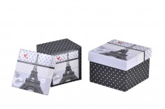 Četvrtasta plastificirana kutija za poklone, sa dizajnom Pariz (Eiffel) ili London (Tower Bridge) - set od 3 kutije (S, M, L)