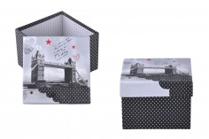 Četvrtasta plastificirana kutija za poklone, sa dizajnom Pariz (Eiffel) ili London (Tower Bridge) - set od 3 kutije (S, M, L)