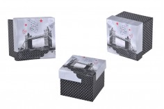 Ćetvrtasta plastificirana kutija za poklone, dizajn Pariz ili London- set 3 kutije S, M, L