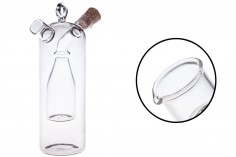 Staklena dupla flaša zajedno sa 2 plutana zatvarača i kukicom da bi se okačila. Ručne izrade od duvanog stakla 