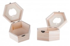 Set drvenih kutija sa prozorom u obliku jabuke i metalnom kopčom, u 3 veličine (S-M-L)