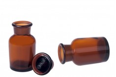Farmaceutska staklena flašica 60mL, smeđe boje sa staklenim zatvaračem