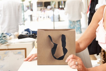 Papirna kraft ekološka kesa 160x80x140mm, sa crnom keper riblja kost trakom širine 20mm - 20 kom-grupa_slika