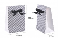Papirno poklon-pakovanje 105x67x150mm, sa crnom gro mašnom 10mm - 20 kom