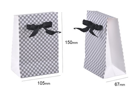 Papirno poklon-pakovanje 105x67x150mm, sa crnom gro mašnom 10mm - 20 kom-grupa_slika