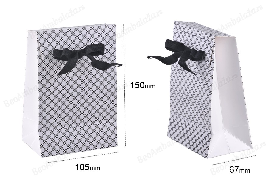Papirno poklon-pakovanje 105x67x150mm, sa crnom gro mašnom 10mm - 20 kom-grupa_slika