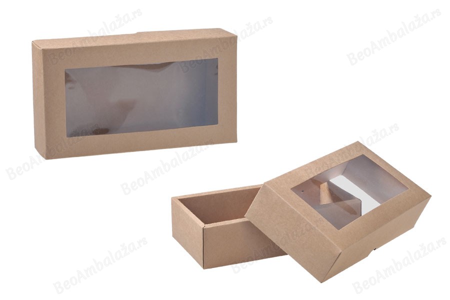 Kutija od kraft papira 240x130x60mm sa prozorom - 12 kom-slika_proizvoda