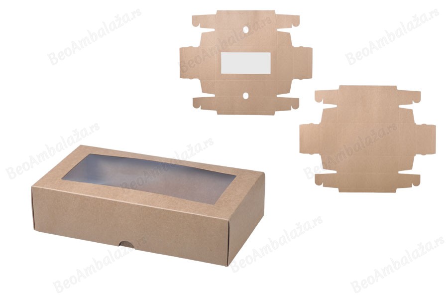 Kutija od kraft papira 240x130x60mm sa prozorom - 12 kom-dimenzije_slike