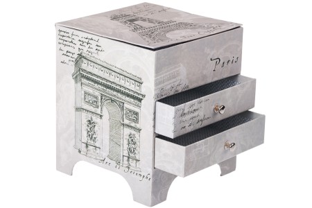 Kutija za nakit sa ogledalom i fiokama, motiv Ajfelov toranj-grupa_slika
