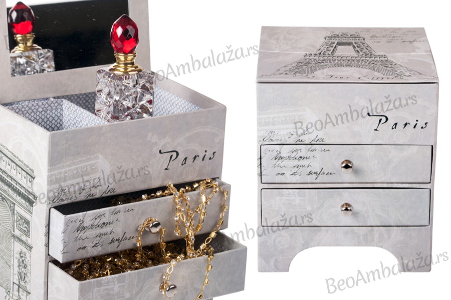 Kutija za nakit sa ogledalom i fiokama, motiv Ajfelov toranj