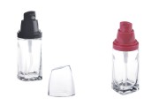 Staklena bočica za kremu 30 ml sa crnom ili crvenom pumpicom i providnim plastičnim zatvaračem