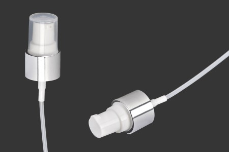 Aluminijumska srebrna pumpica PP20 za kreme sa plastičnim providnim zatvaračem-slika_proizvoda