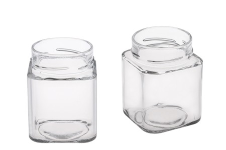 Staklena kockasta tegla za med 314mL (za T.O.70 Deep zatvarač) - bez zatvarača-slika_proizvoda