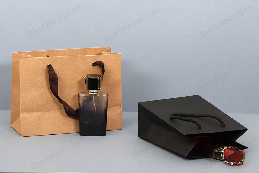 Papirna kraft ekološka kesa 230x100x170mm, sa braon trakom širine 20mm - 20 kom-dimenzije_slike