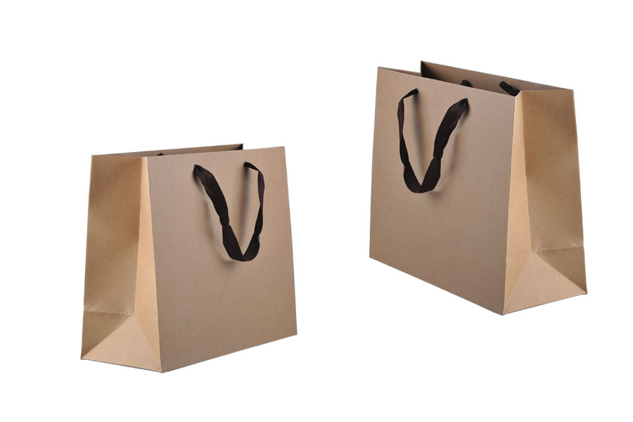Papirna kraft ekološka kesa 330x140x280mm, sa braon trakom širine 20mm - 20 kom