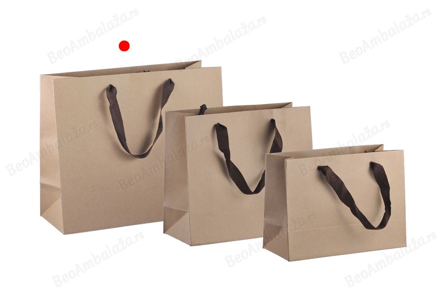 Papirna kraft ekološka kesa 330x140x280mm, sa braon trakom širine 20mm - 20 kom-grupa_slika
