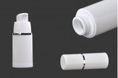 Airless plastična bela flašica 15mL za kreme sa srebrnom linijom
