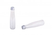 Plastična providna flašica 85 ml sa srebrnim aluminijumskim zatvaračem i unutrašnjim linerom.