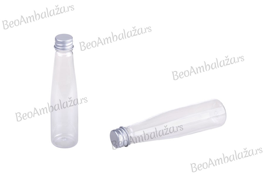 Plastična providna flašica 85mL sa aluminijumskim zatvaračem i zaptivkom - 12 kom