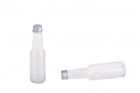 Plastična providna flašica 100 ml sa srebrnim aluminijumskim zatvaračem i unutrašnjim linerom.