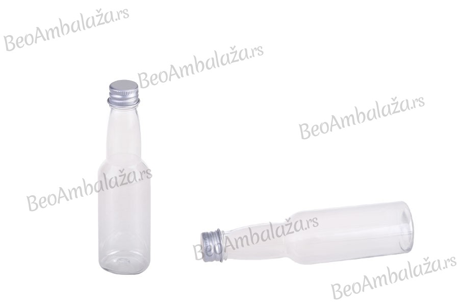 Plastična providna flašica 100mL sa aluminijumskim zatvaračem i zaptivkom - 12 kom