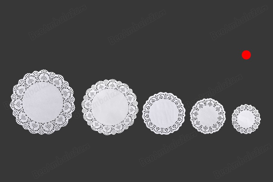 Ukrasni čipkani papirni pokrivači za zatvarače tegli, u beloj boji 90 mm - 100 komada-dimenzije_slike