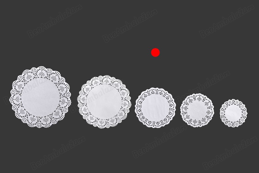 Ukrasni čipkani papirni pokrivači za zatvarače tegla, u beloj boji 140 mm - 100 komada-dimenzije_slike