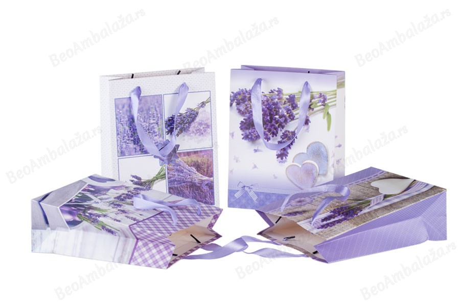Papirna kesa 180x80x230mm sa različitim motivima lavande - 12 kom-slika_proizvoda