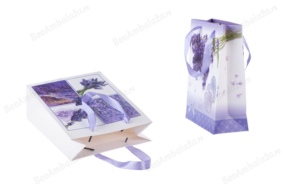 Papirna kesa 180x80x230mm sa različitim motivima lavande - 12 kom-