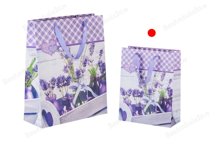 Papirna kesa 180x80x230mm sa različitim motivima lavande - 12 kom-grupa_slika