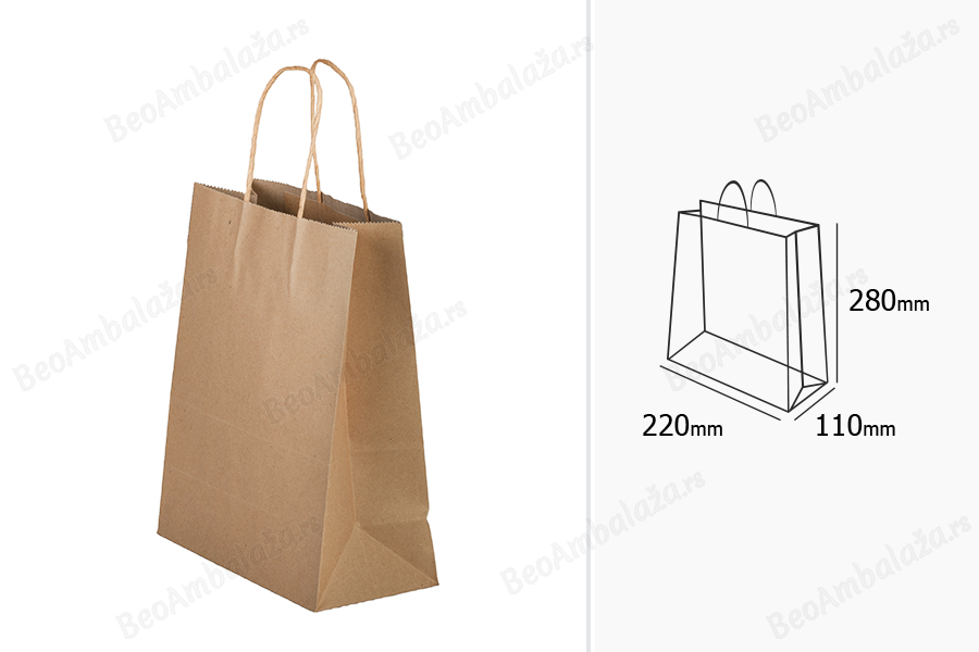 Papirna kesa 220x110x280mm u više boja - 12 kom-