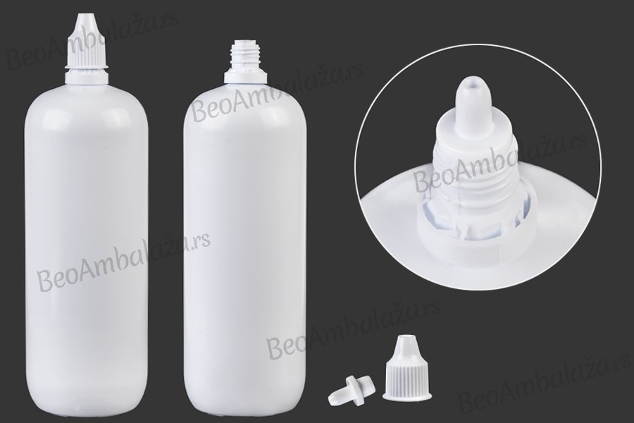 Bela plastična flaša 350mL, sa kapalicom i zatvaračem