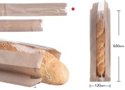 Kraft braon papirna kesa 120x50x650mm sa prozorom 70mm, za baget hleb - 100 kom